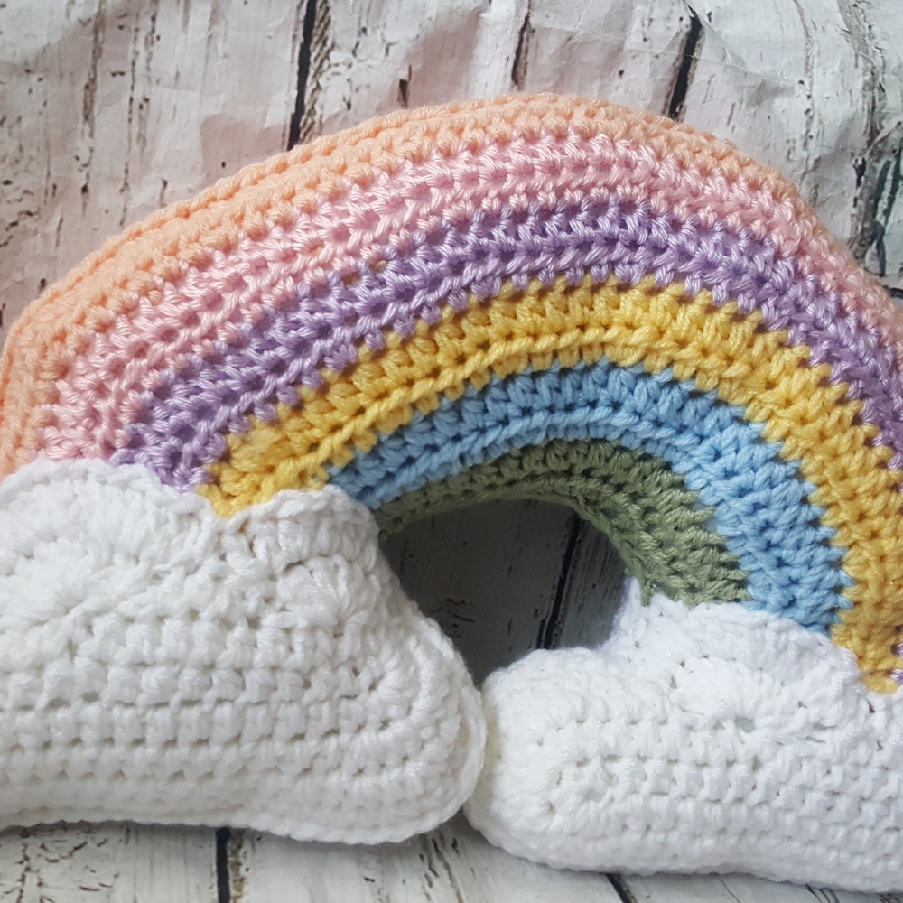 Crochet Rainbow Throw Pillow/Nursery decor - Picture 9 of 16